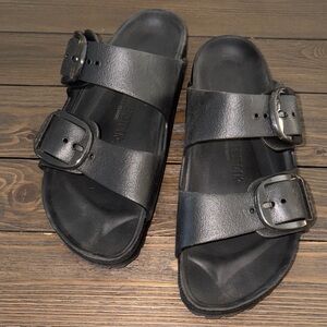 Birkenstock Black Two-Strap Buckle Sandals